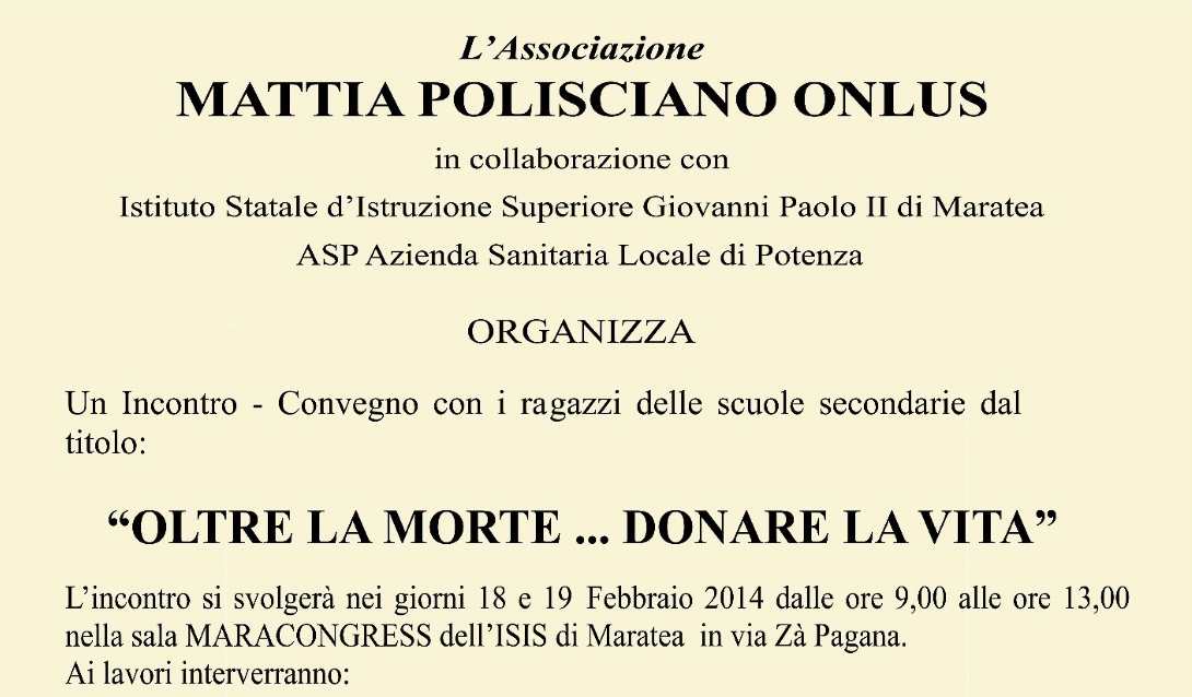 OLTRE LA MORTE...DONARE LA VITA